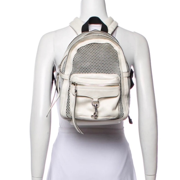 Rebecca Minkhoff Mesh White Leather Backpack - Picture 3 of 9